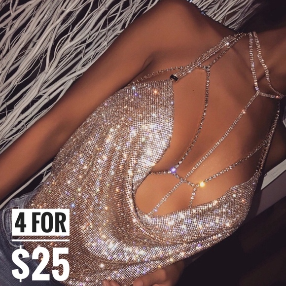 Jewelry - 4 for $25 SALE!!!! Rhinestone Body Necklace Bra